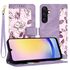 Husa tip carte pentru  Samsung Galaxy A25, functie stand si port carduri, roz
