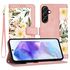 Husa tip carte pentru  Samsung Galaxy A55, functie stand si port carduri, roz