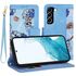 Husa tip carte pentru  Samsung Galaxy S22 5G, functie stand si port carduri, roz