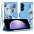 Husa tip carte pentru  Samsung Galaxy S23 FE, functie stand si port carduri, mov