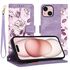Husa tip carte pentru  iPhone 15, functie stand si port carduri, roz