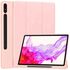 Husa pentru Samsung Galaxy Tab S7 Plus, S7 FE  Soft Shell cu functie wake-up/sleep si compartiment pentru stylus, tip stand - albastru deschis