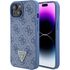 Husa pentru  iPhone 15 Guess - Leather 4G Triangle Strass - albastru