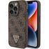 Husa pentru  iPhone 15 Pro Max Guess - Leather 4G Triangle Strass - maro