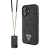 Husa pentru  iPhone 16 Guess - Leather Metal Logo Strass Crossbody - roz