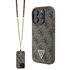 Husa pentru  iPhone 16 Pro Guess - Leather Metal Logo Strass Crossbody - roz