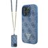 Husa pentru  iPhone 16 Pro Max Guess - Leather Metal Logo Strass Crossbody - albastru