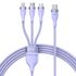 Cablu de date si incarcare 3 in 1 Baseus - Data Cable Flash Series 2 USB Type-C la USB Type-C, Lightning, Micro-USB Fast Charging 100W, 1.5 m - mov