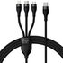 Cablu de date si incarcare 3 in 1 Baseus - Data Cable Flash Series 2 USB Type-C la USB Type-C, Lightning, Micro-USB Fast Charging 100W, 1.5 m - mov