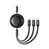Cablu de date si incarcare 3 in 1 Baseus - Data Cable Free2Draw USB Type-C la USB Type-C, Lightning, Micro-USB Fast Charging 100W, retractabil, 1.1 m - negru