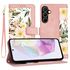 Husa tip carte pentru  Samsung Galaxy S24 FE, functie stand si port carduri, roz